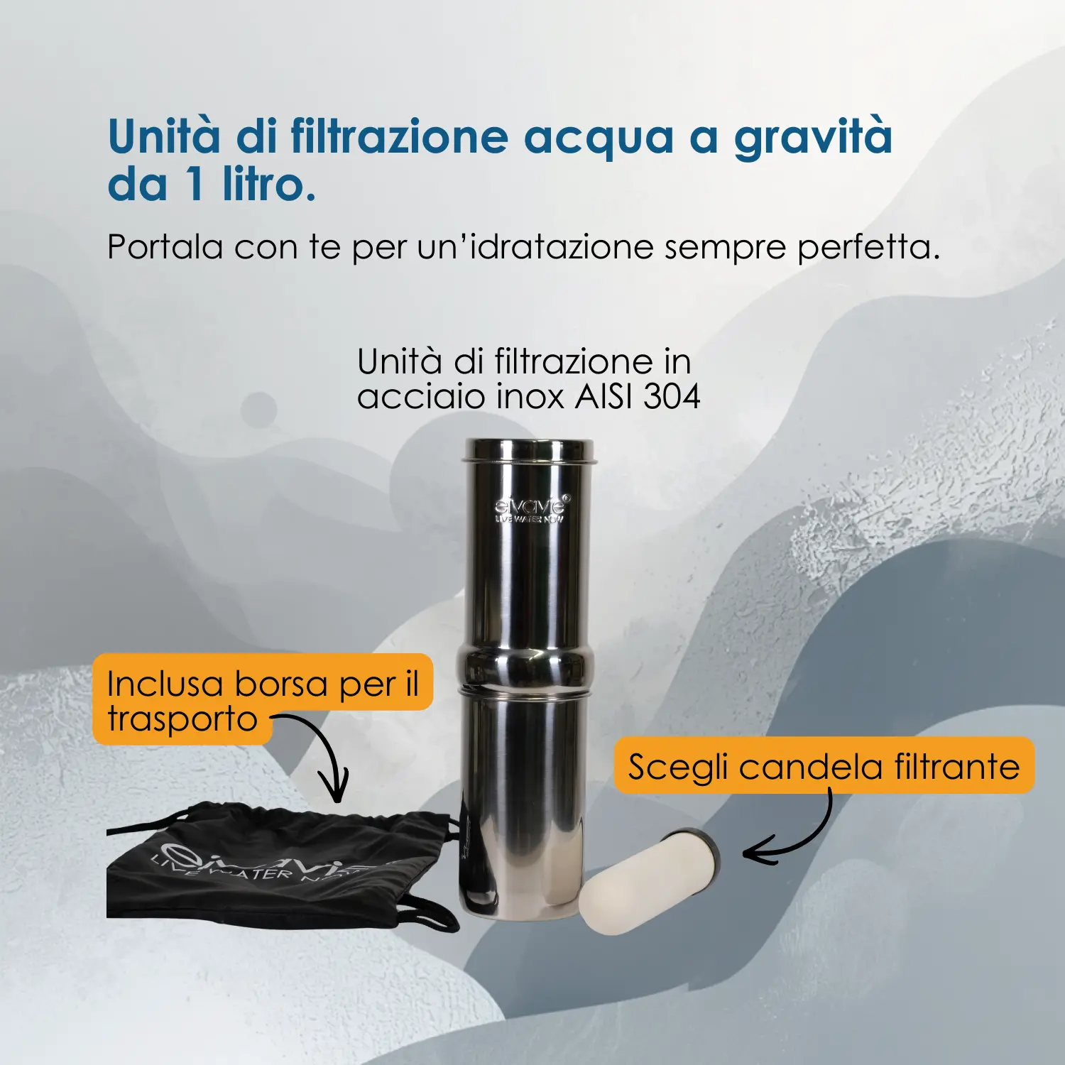 unità di filtrazione acqua a gravità da 1 litro @eivavie_1